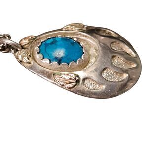 Sterling Silver 12K Black Hills Gold Bear Paw Necklace Turquoise Native American
